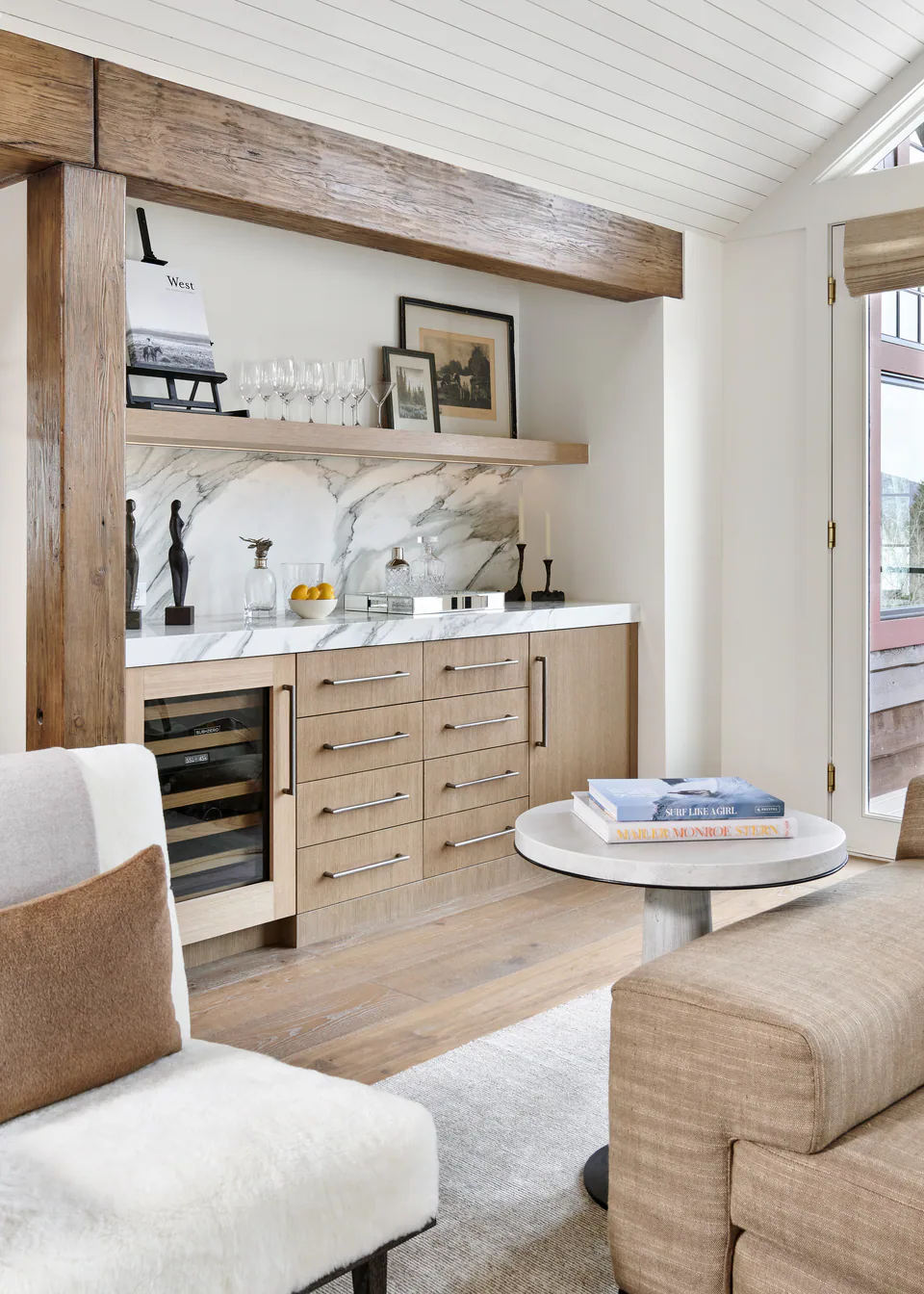 Bar at Aspen Renovation, Aspen, Colorado, interior design by Paul Lauren Designs