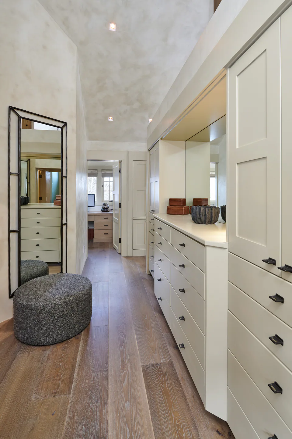 Dressing room at Aspen Renovation, Aspen, Colorado, interior design by Paul Lauren Designs
