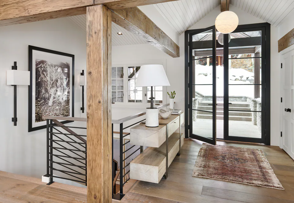 Entry at Aspen Renovation, Aspen, Colorado, interior design by Paul Lauren Designs