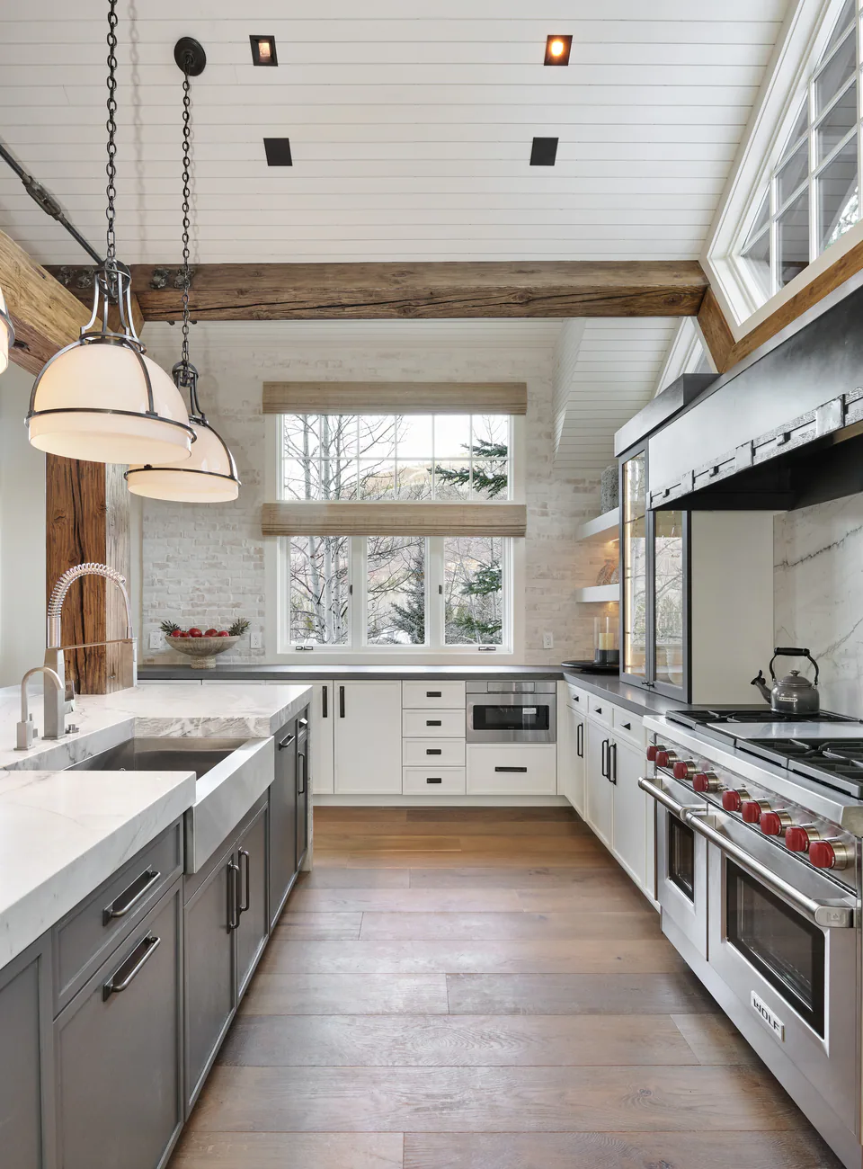 Kitchen at Aspen Renovation, Aspen, Colorado, interior design by Paul Lauren Designs
