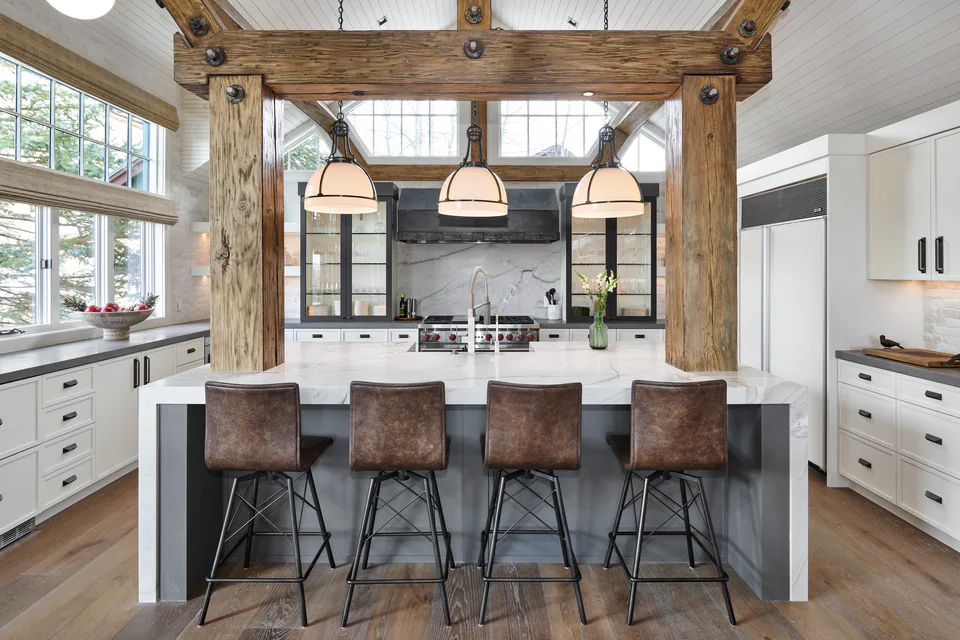 Kitchen at Aspen Renovation, Aspen, Colorado, interior design by Paul Lauren Designs