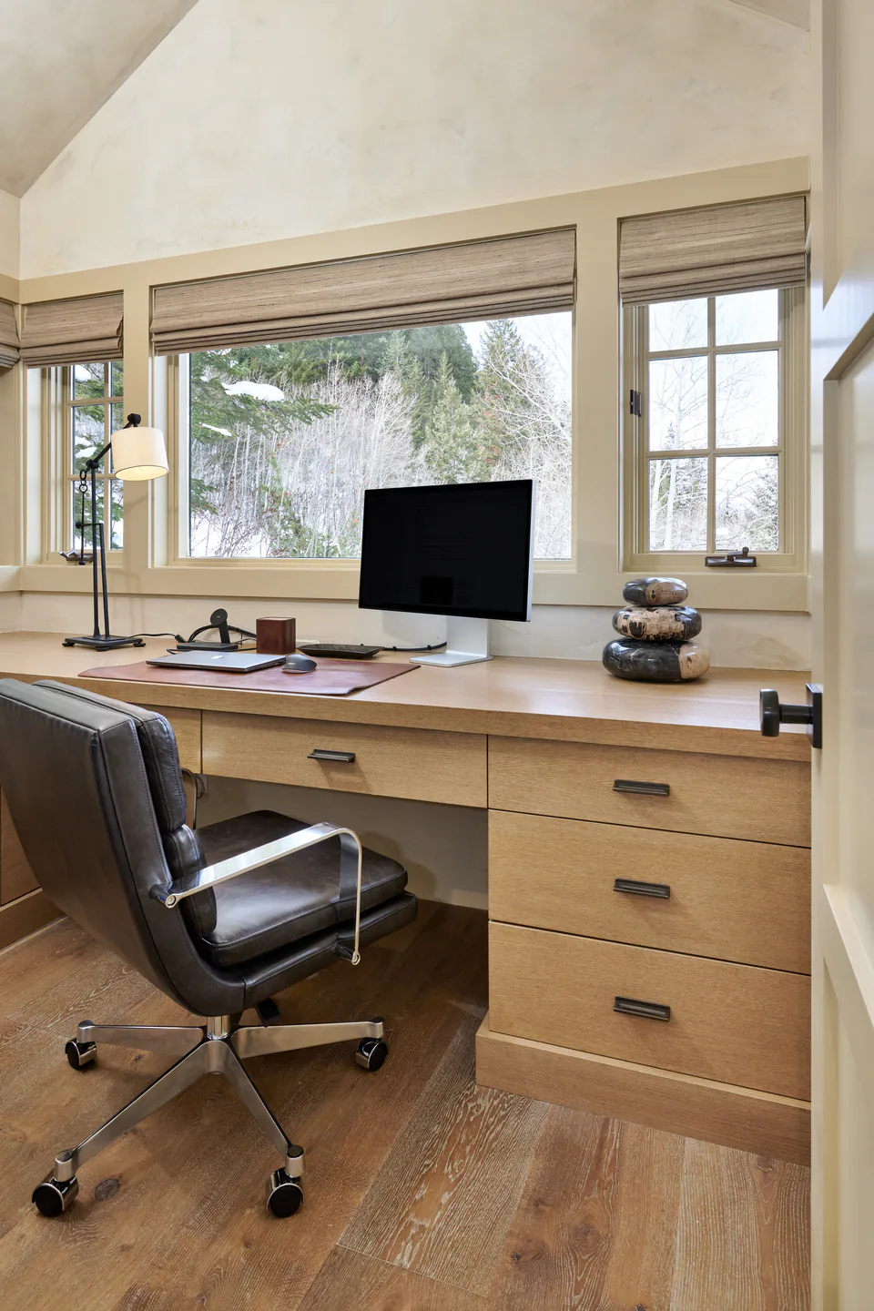 Office at Aspen Renovation, Aspen, Colorado, interior design by Paul Lauren Designs