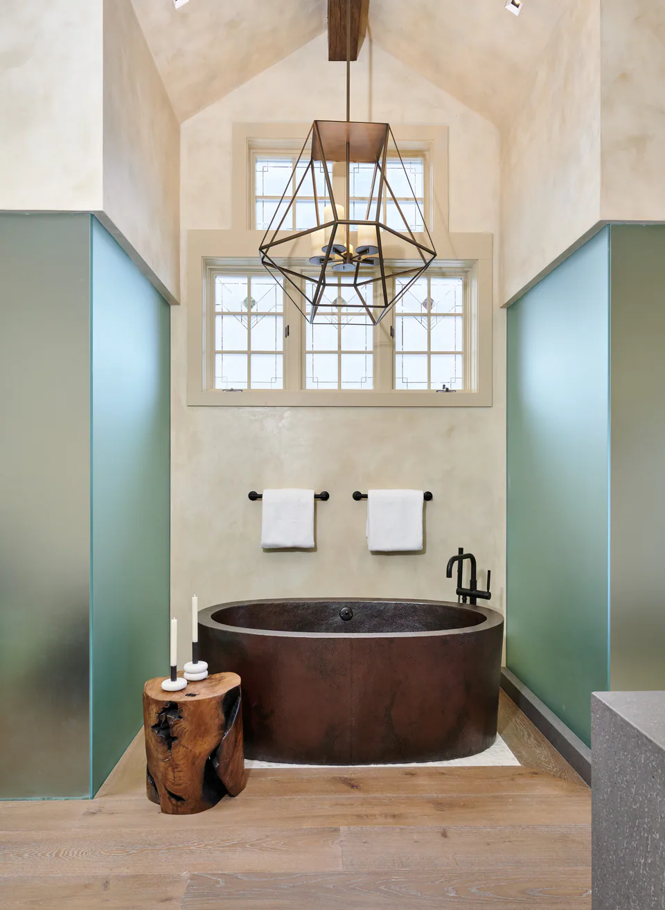 Primary bathroom at Aspen Renovation, Aspen, Colorado, interior design by Paul Lauren Designs