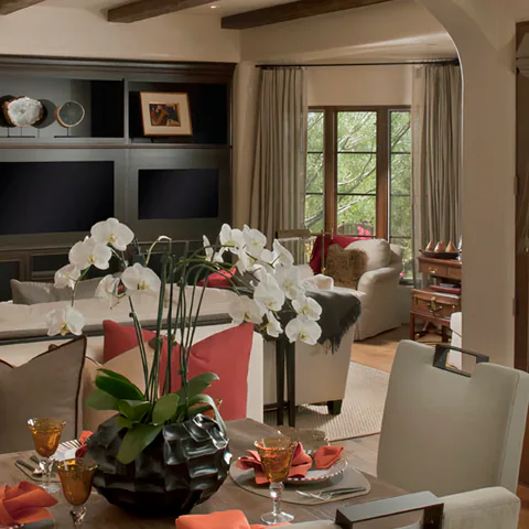 Detail of the breakfast and family room at Biltmore Residence, Phoenix, Arizona, interior design by Paul Lauren Designs