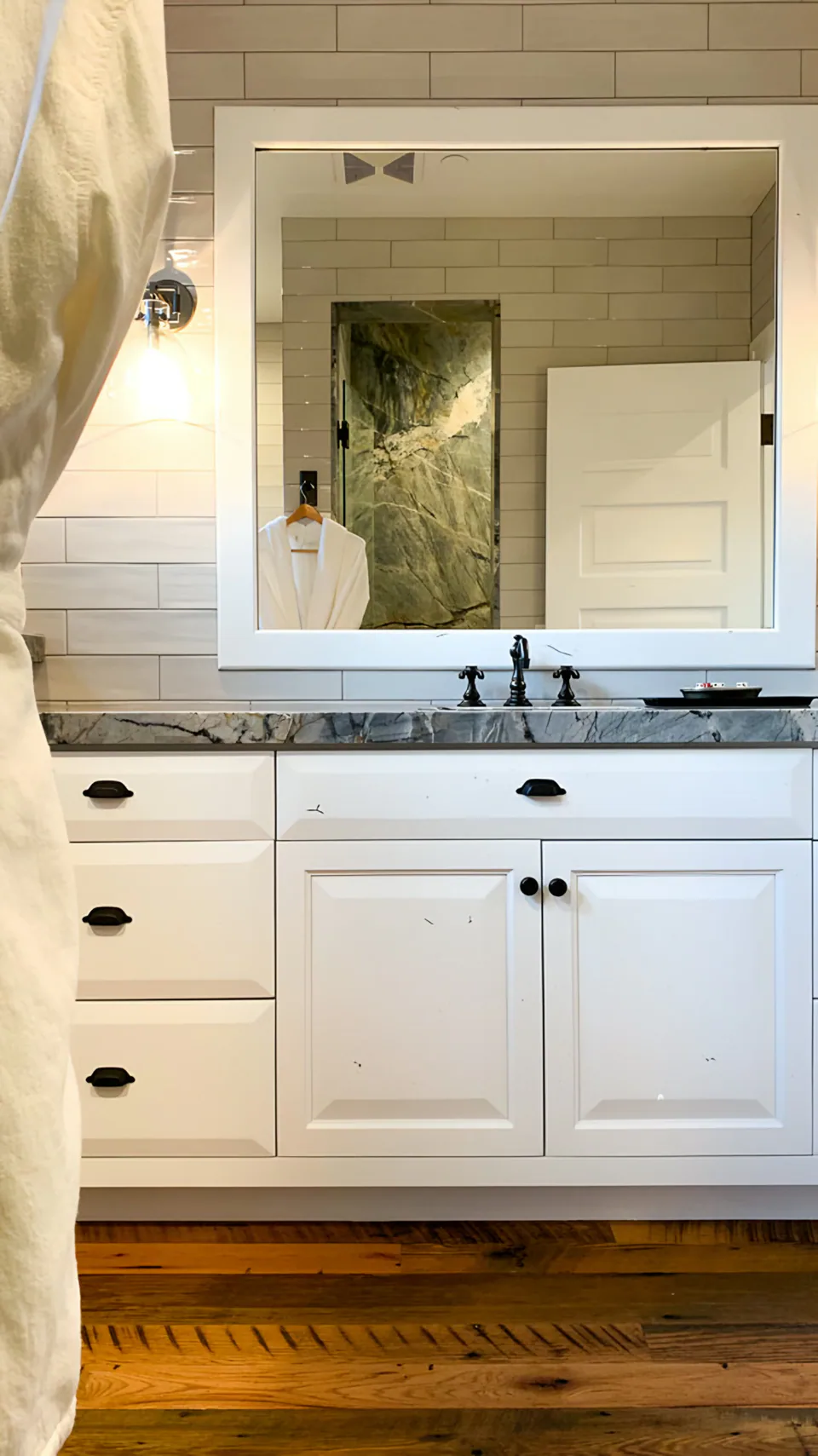 Bathroom at Cabin on the Fairway, Coeur d'Alene Lake, Idaho, interior design by Paul Lauren Designs
