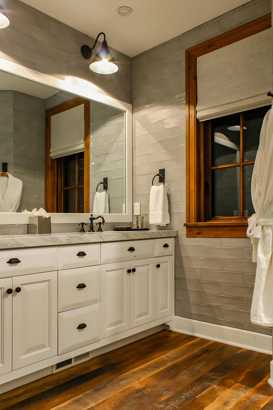 Bathroom at Cabin on the Fairway, Coeur d'Alene Lake, Idaho, interior design by Paul Lauren Designs