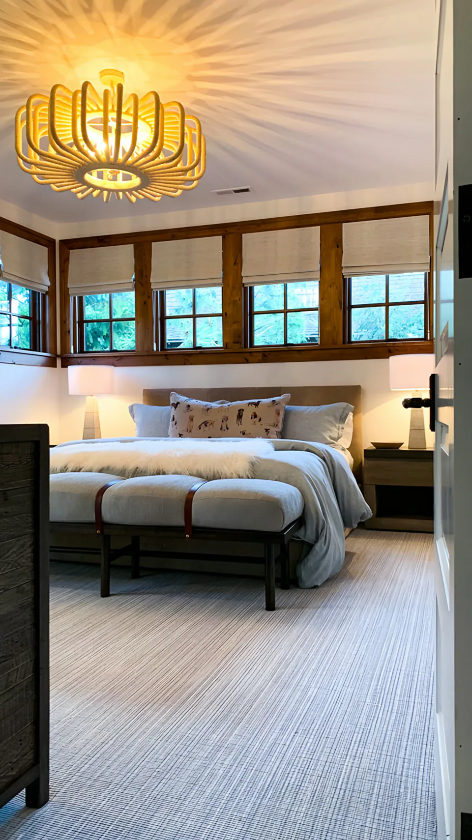 Bedroom at Cabin on the Fairway, Coeur d'Alene Lake, Idaho, interior design by Paul Lauren Designs