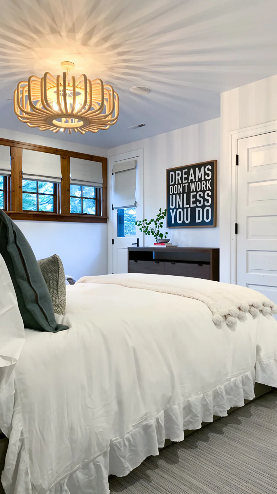 Bedroom at Cabin on the Fairway, Coeur d'Alene Lake, Idaho, interior design by Paul Lauren Designs