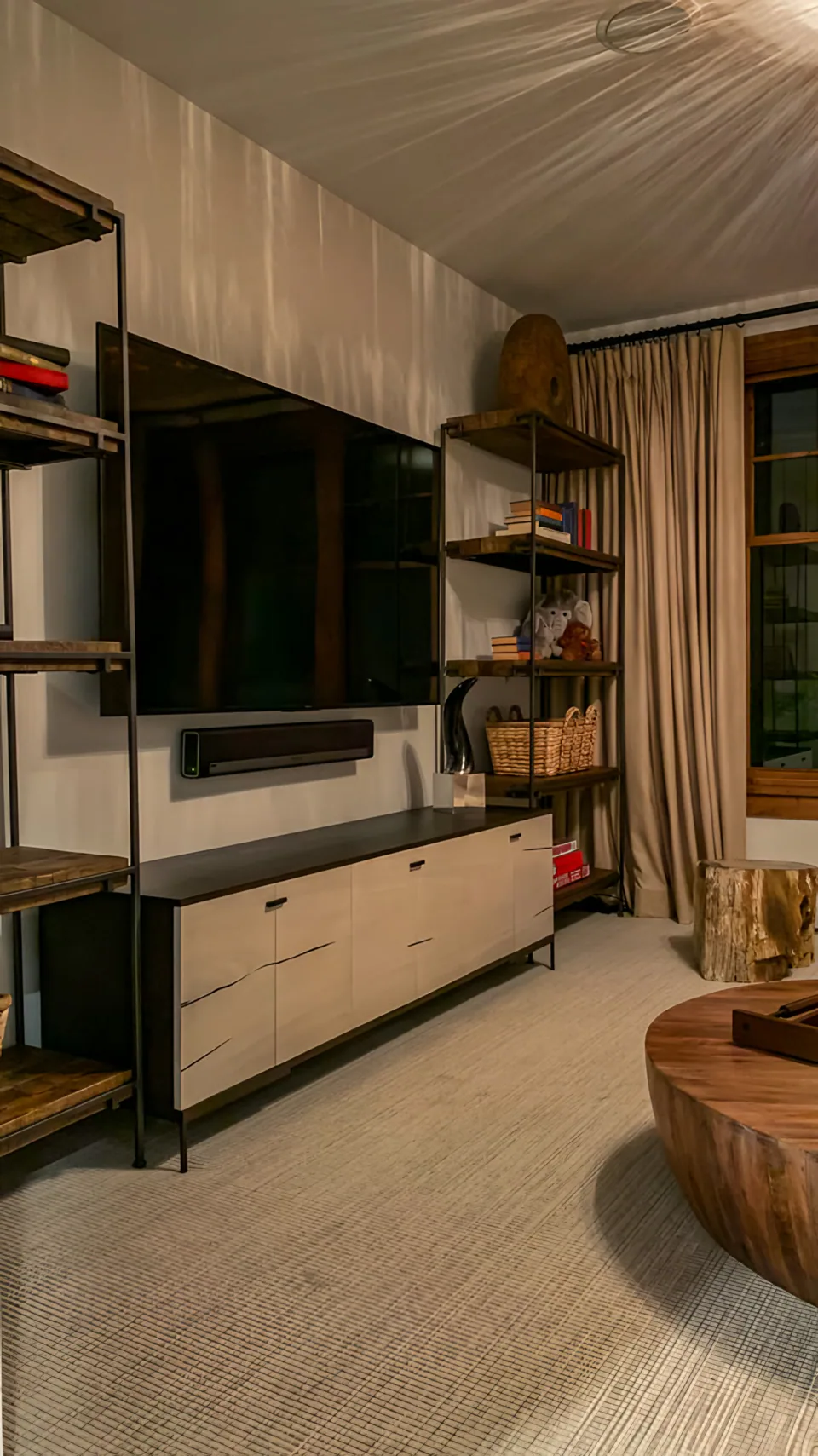 Family room at Cabin on the Fairway, Coeur d'Alene Lake, Idaho, interior design by Paul Lauren Designs