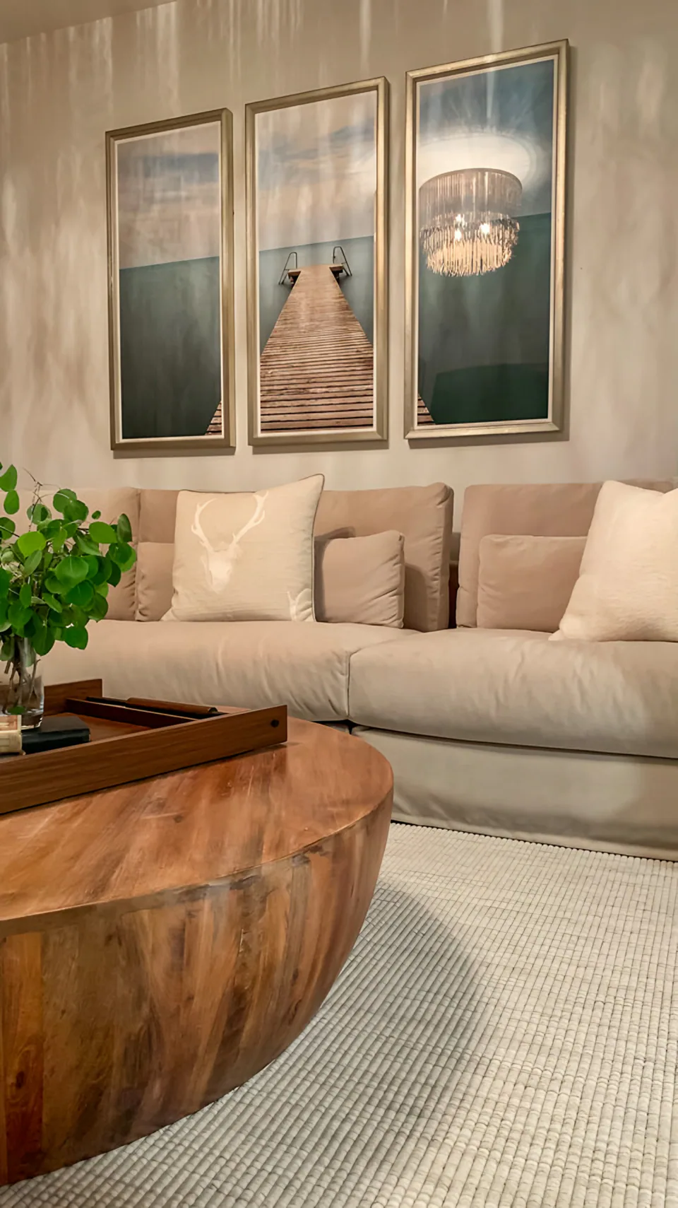 Family room at Cabin on the Fairway, Coeur d'Alene Lake, Idaho, interior design by Paul Lauren Designs