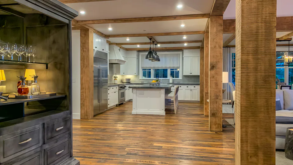 Kitchen at Cabin on the Fairway, Coeur d'Alene Lake, Idaho, interior design by Paul Lauren Designs
