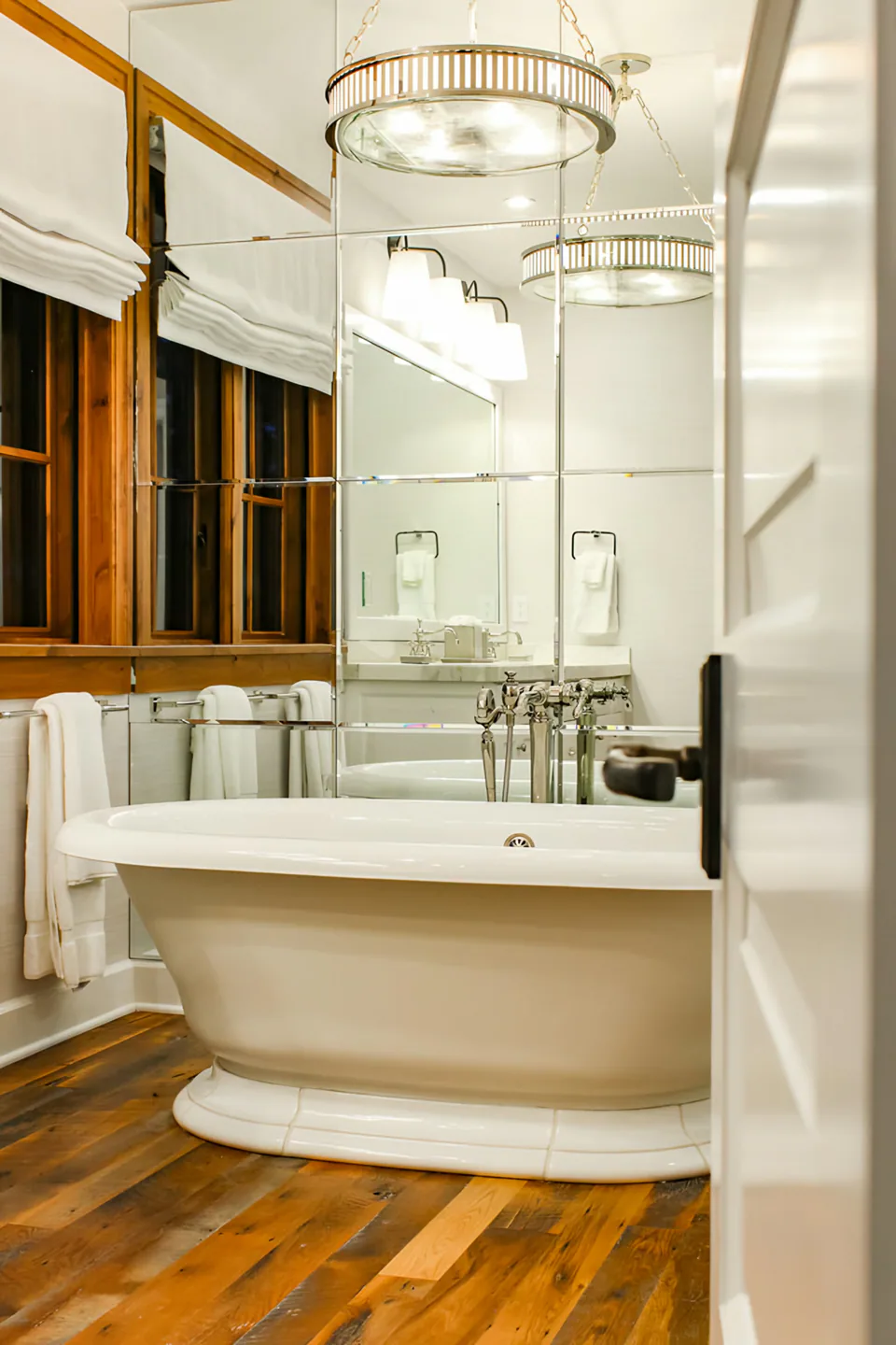 Primary bathroom at Cabin on the Fairway, Coeur d'Alene Lake, Idaho, interior design by Paul Lauren Designs