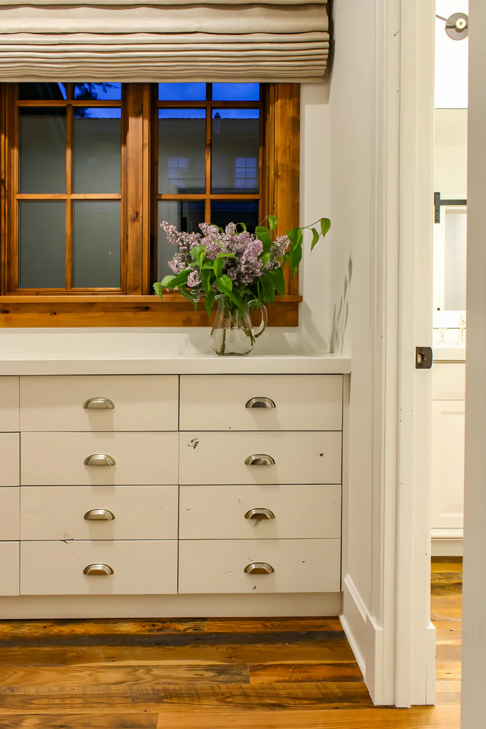 Primary bathroom at Cabin on the Fairway, Coeur d'Alene Lake, Idaho, interior design by Paul Lauren Designs