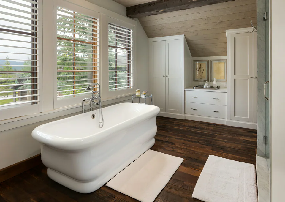 Bathroom at CDA Lakehouse, Coeur d'Alene, Idaho, interior design by Paul Lauren Designs