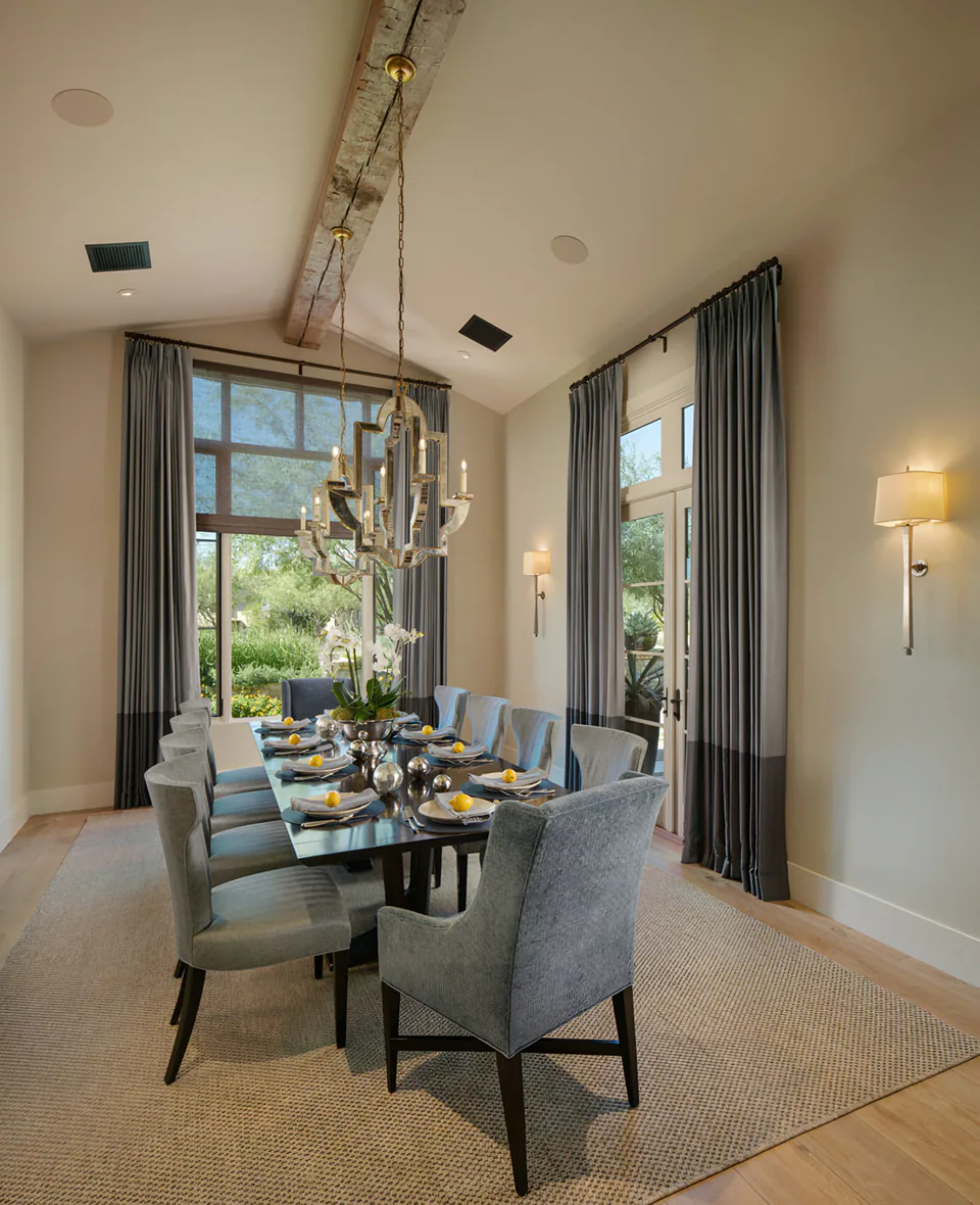 Dining room at Desert Classic, Scottsdale, Arizona, interior design by Paul Lauren Designs