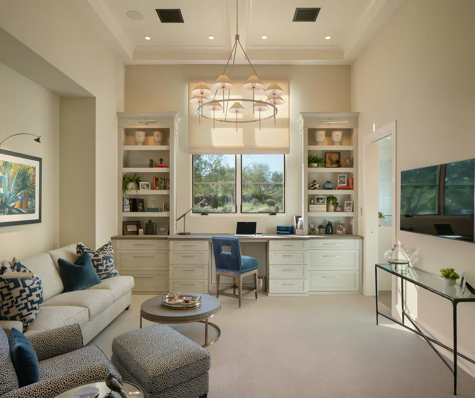 Family room at Desert Classic, Scottsdale, Arizona, interior design by Paul Lauren Designs
