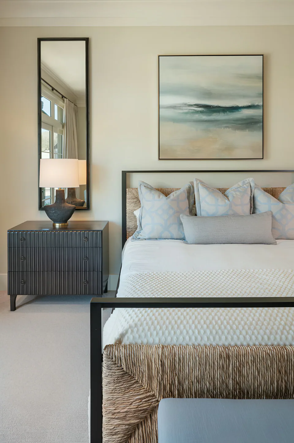 Guest bedroom at Desert Classic, Scottsdale, Arizona, interior design by Paul Lauren Designs