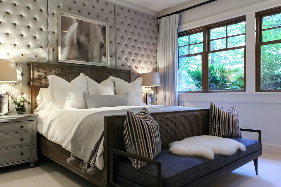 Bedroom at Lakefront Condo I, a private residence, interior design by Paul Lauren Designs