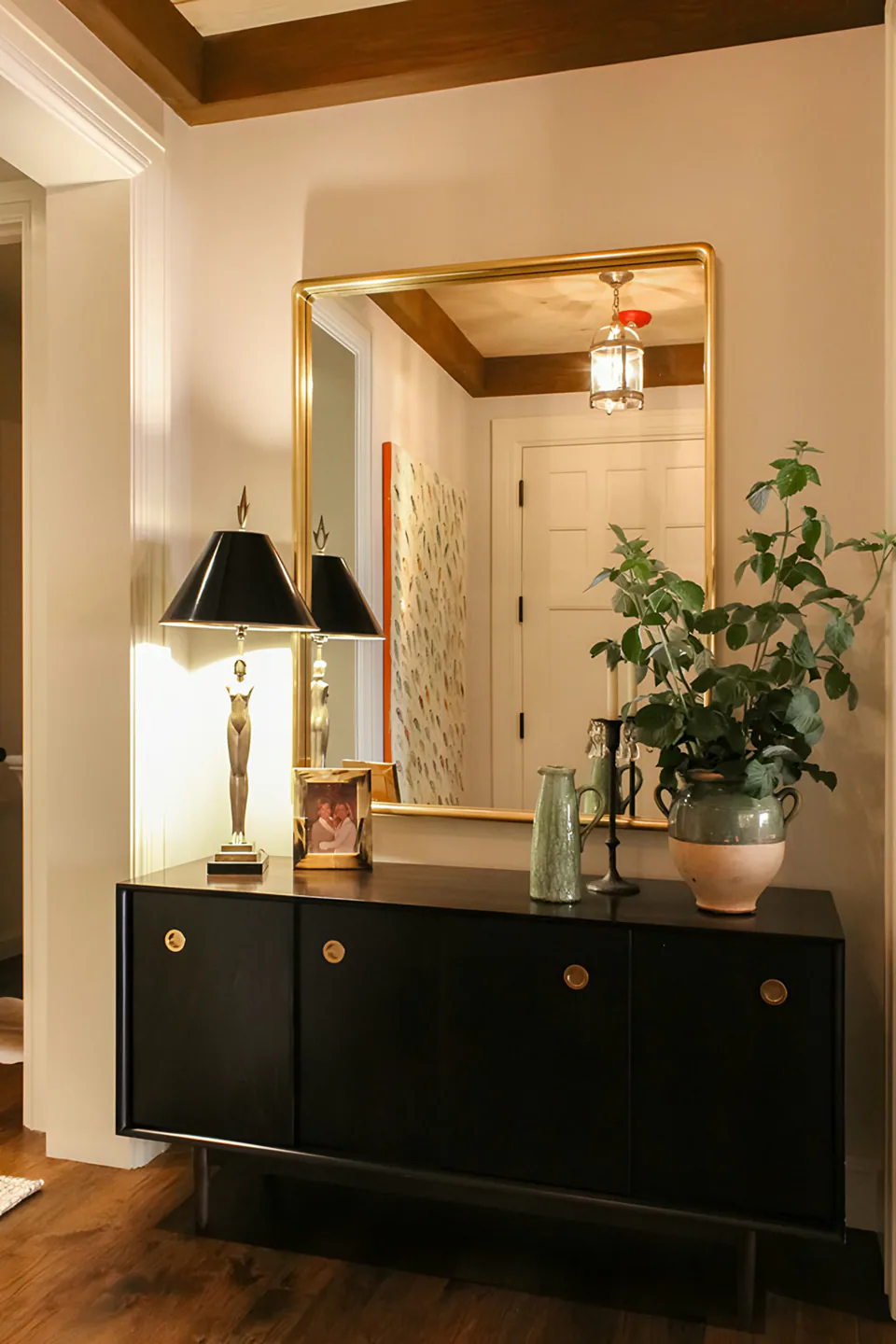 Entry at Lakefront Condo I, a private residence, interior design by Paul Lauren Designs