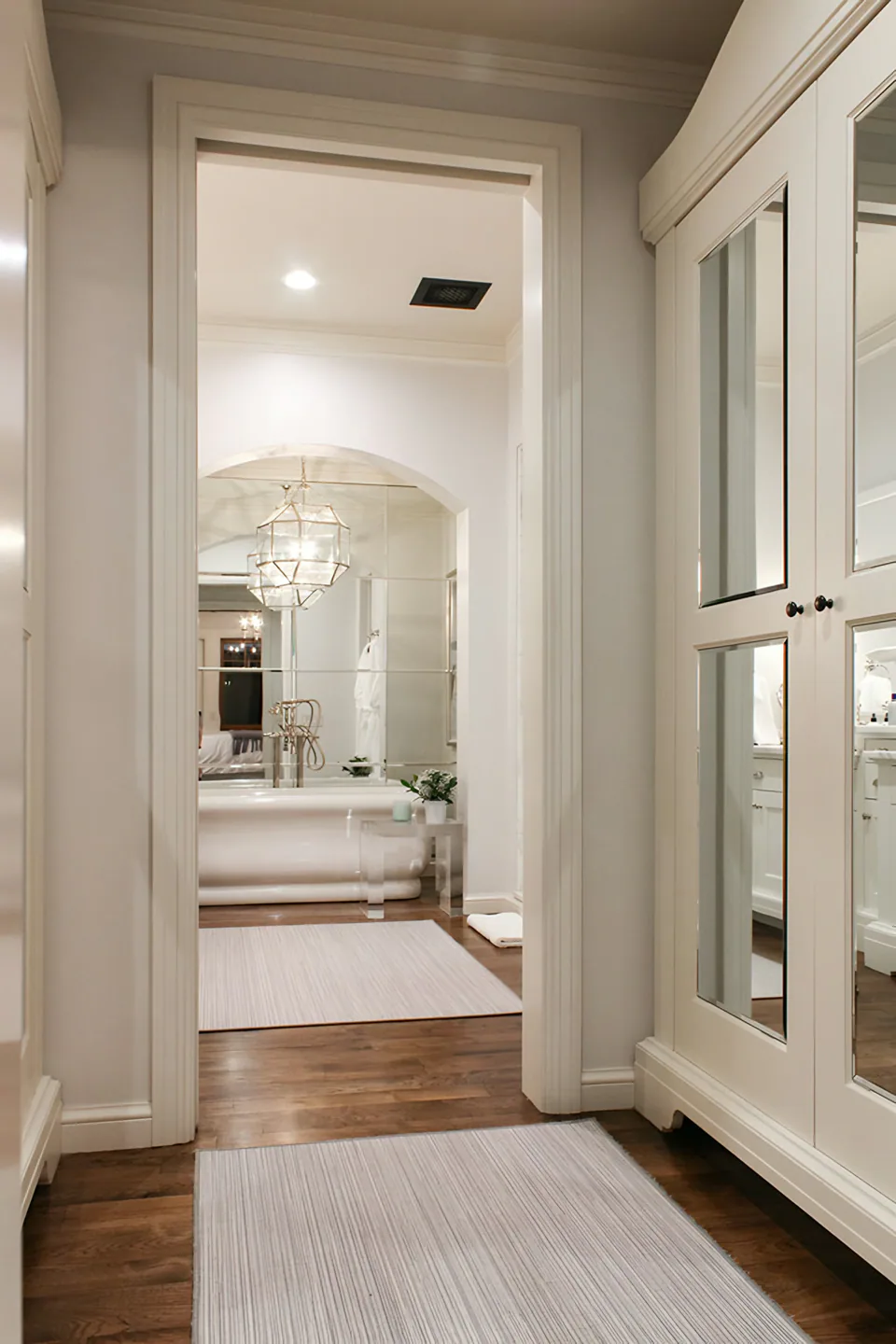 Hallway at Lakefront Condo I, a private residence, interior design by Paul Lauren Designs