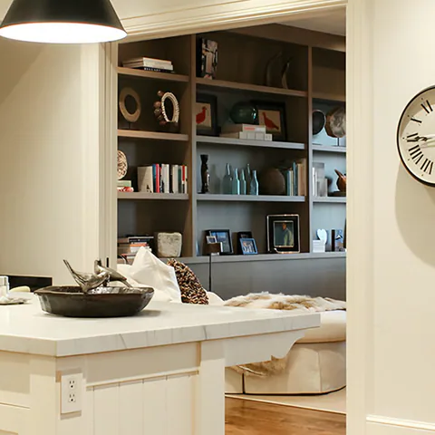 Detail of the kitchen at Lakefront Condo I, a private residence, interior design by Paul Lauren Designs