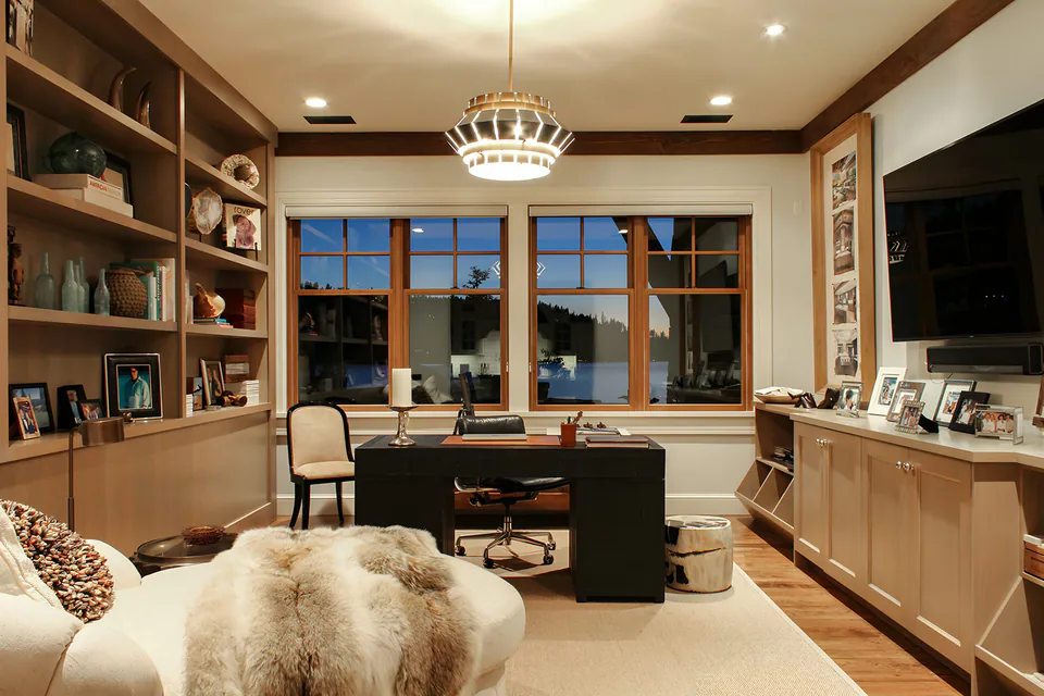 Office at Lakefront Condo I, a private residence, interior design by Paul Lauren Designs
