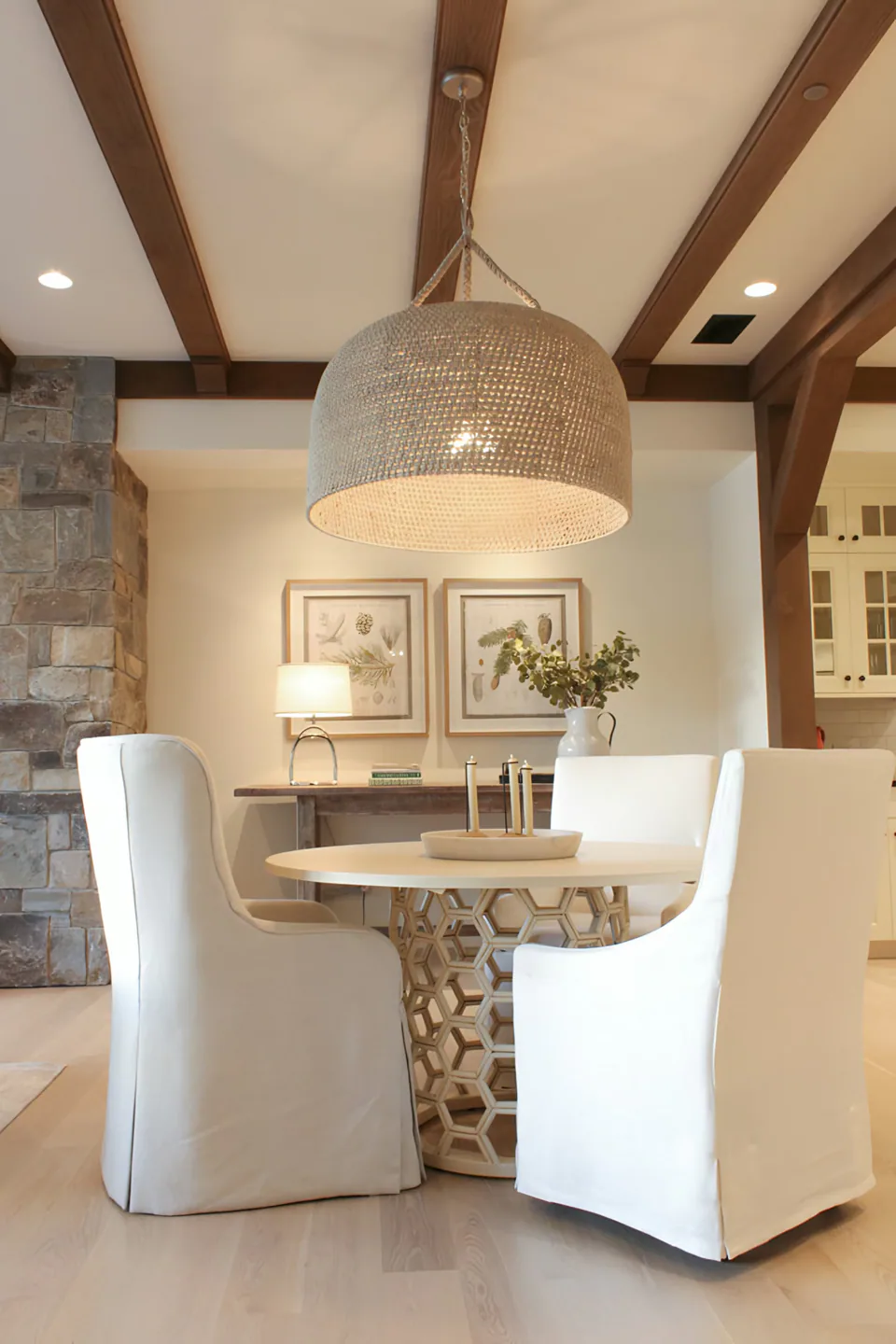 Breakfast nook at Lakefront Condo II, a private residence, interior design by Paul Lauren Designs