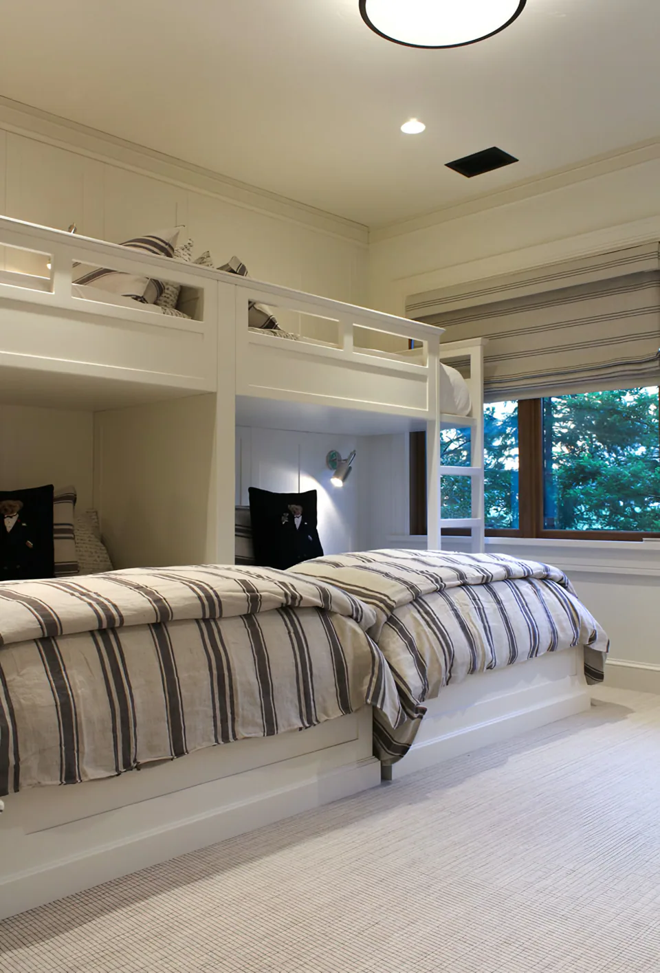 Bunk room at Lakefront Condo II, a private residence, interior design by Paul Lauren Designs