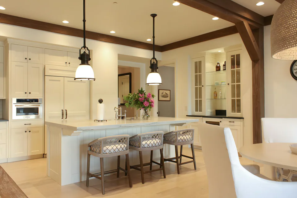 Kitchen at Lakefront Condo II, a private residence, interior design by Paul Lauren Designs