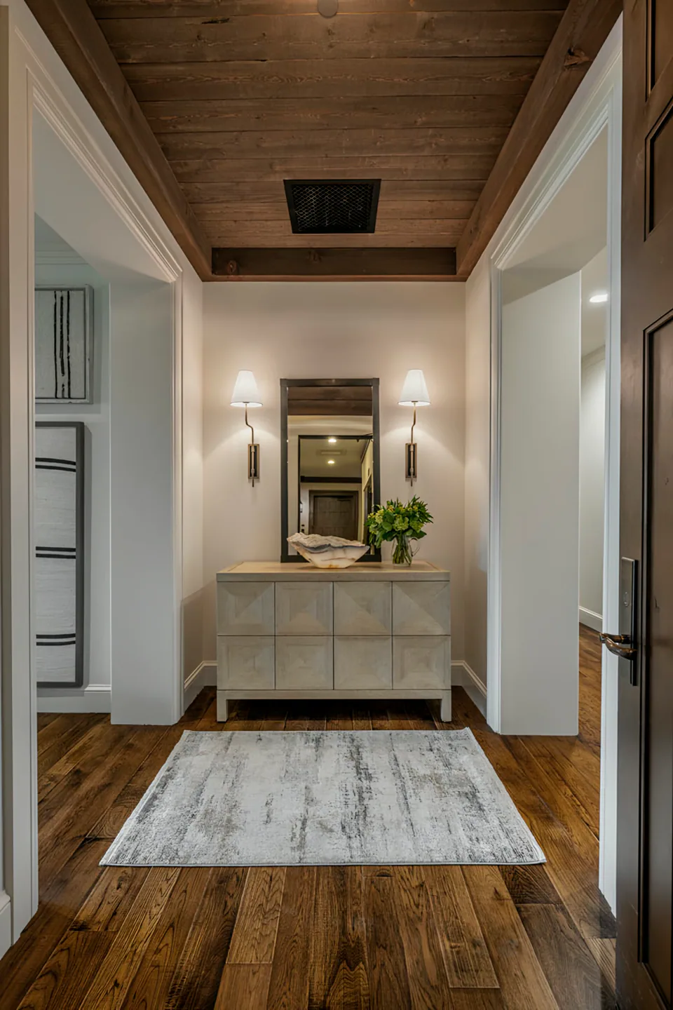 Hallway at Lakefront Corner Condo, a private residence, interior design by Paul Lauren Designs