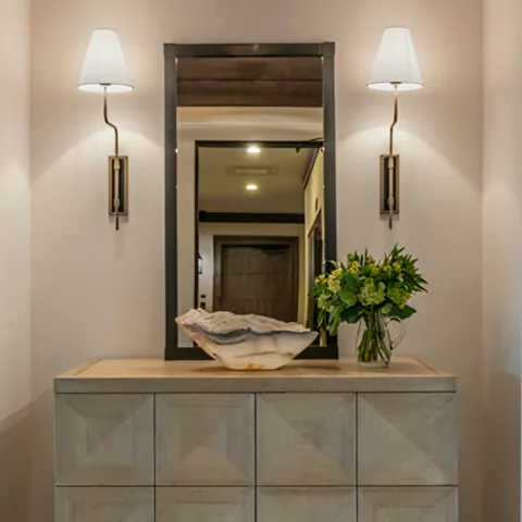 Detail of the hallway at Lakefront Corner Condo, a private residence, interior design by Paul Lauren Designs