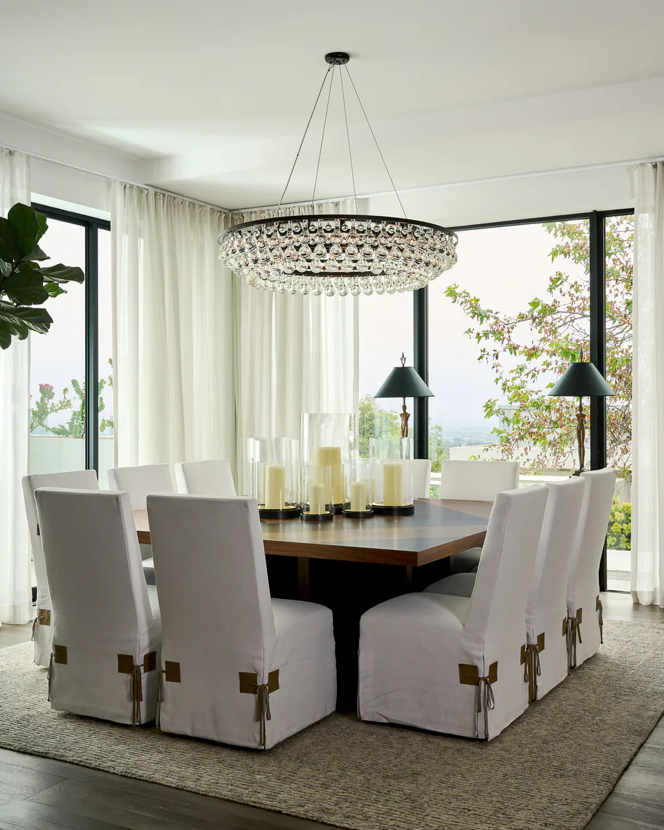Dining room at Pacific Palisades, Pacific Palisades, California, interior design by Paul Lauren Designs