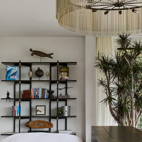 Detail of the primary bedroom at Pacific Palisades, Pacific Palisades, California, interior design by Paul Lauren Designs