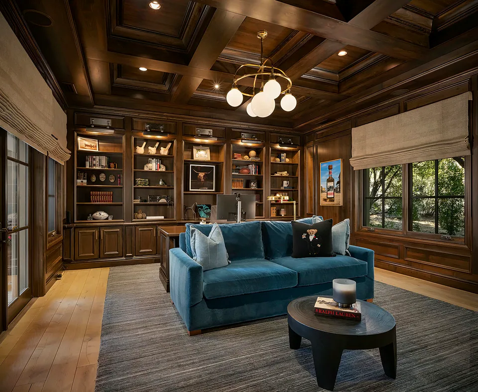 Library at Silverleaf Mediterranean, North Scottsdale, Arizona, interior design by Paul Lauren Designs