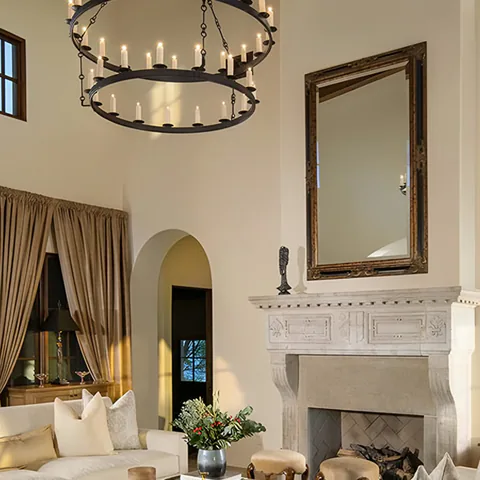 Detail of the living room at Silverleaf Mediterranean, North Scottsdale, Arizona, interior design by Paul Lauren Designs