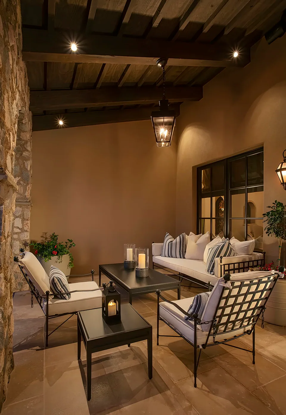 Loggia at Silverleaf Mediterranean, North Scottsdale, Arizona, interior design by Paul Lauren Designs