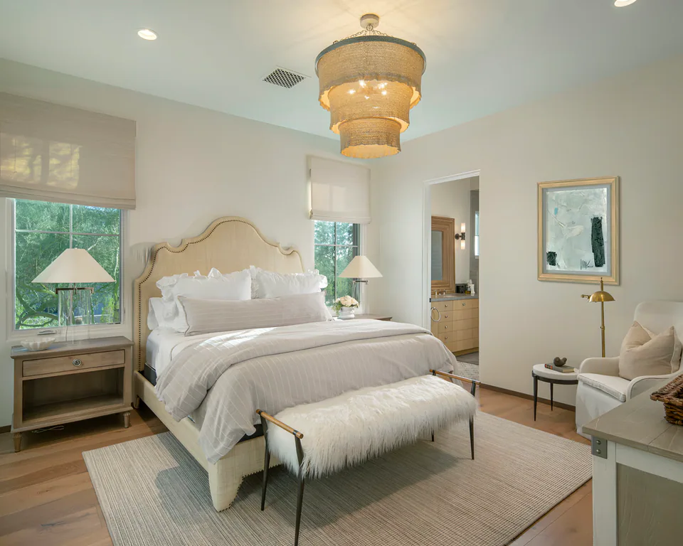 Bedroom at Silverleaf Modern Ranch, North Scottsdale, Arizona, interior design by Paul Lauren Designs