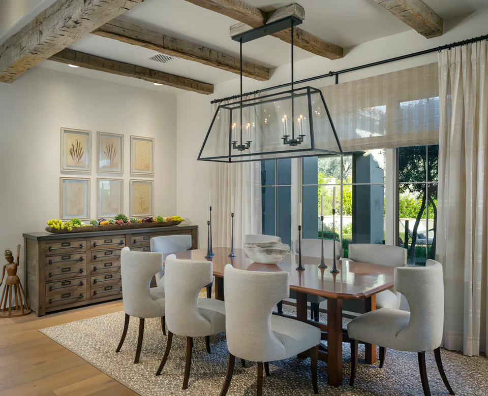 Dining room at Silverleaf Modern Ranch, North Scottsdale, Arizona, interior design by Paul Lauren Designs