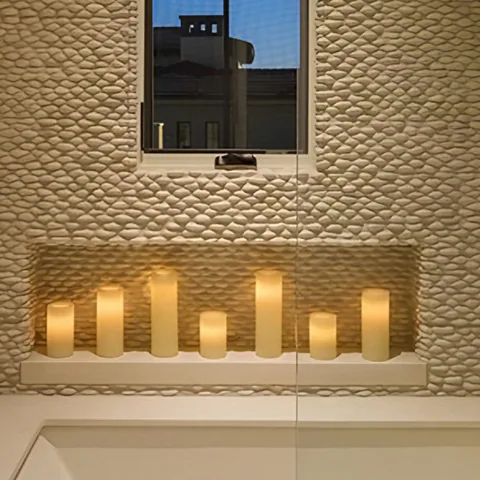 Detail of the bathroom at Silverleaf Spec, North Scottsdale, Arizona, interior design by Paul Lauren Designs