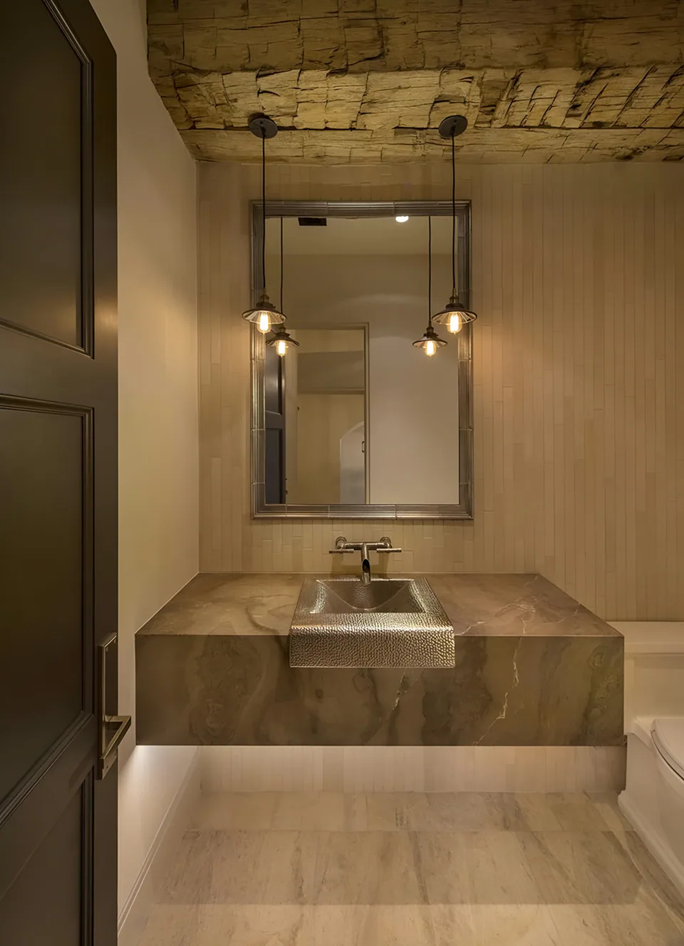 Powder room at Silverleaf Spec, North Scottsdale, Arizona, interior design by Paul Lauren Designs