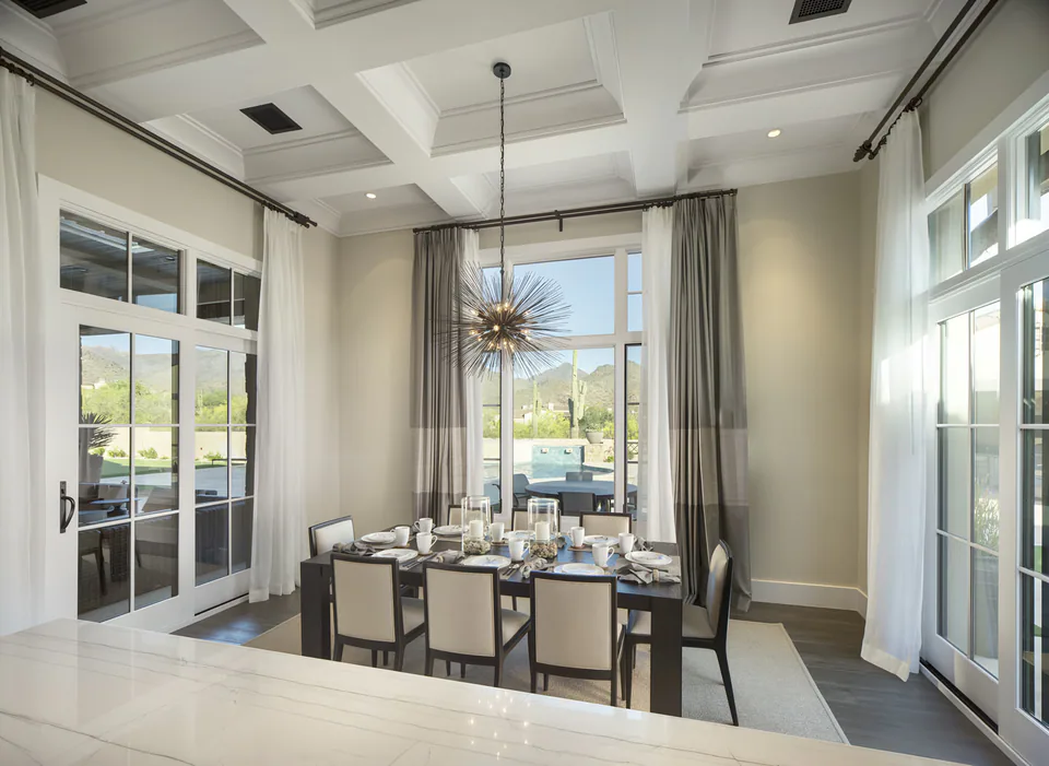 Dining room at Silverleaf Transitional, North Scottsdale, Arizona, interior design by Paul Lauren Designs
