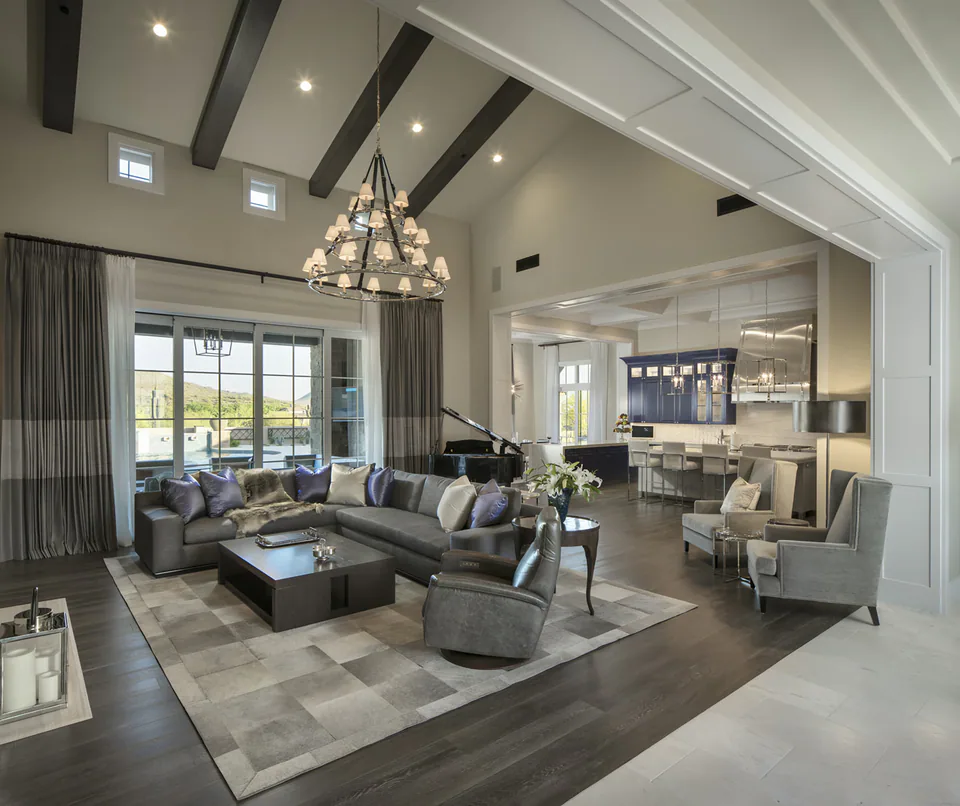 Great room at Silverleaf Transitional, North Scottsdale, Arizona, interior design by Paul Lauren Designs
