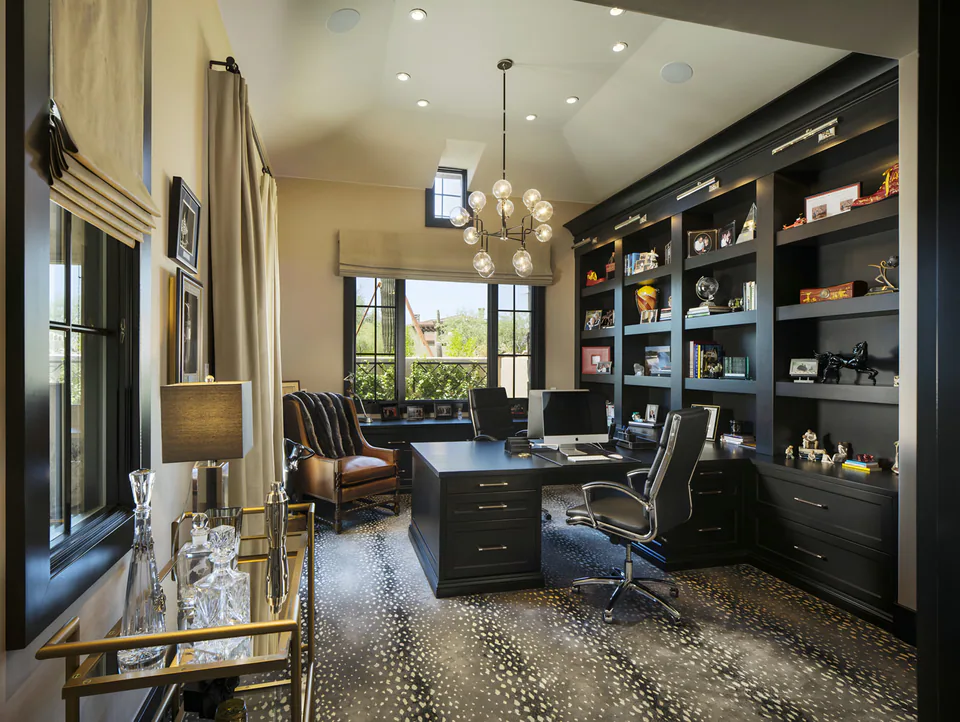 Office at Silverleaf Transitional, North Scottsdale, Arizona, interior design by Paul Lauren Designs