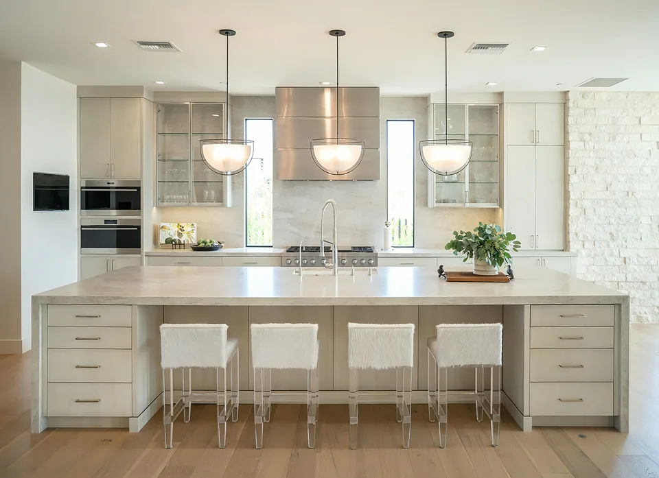 Kitchen at Solitude, a private residence, interior design by Paul Lauren Designs