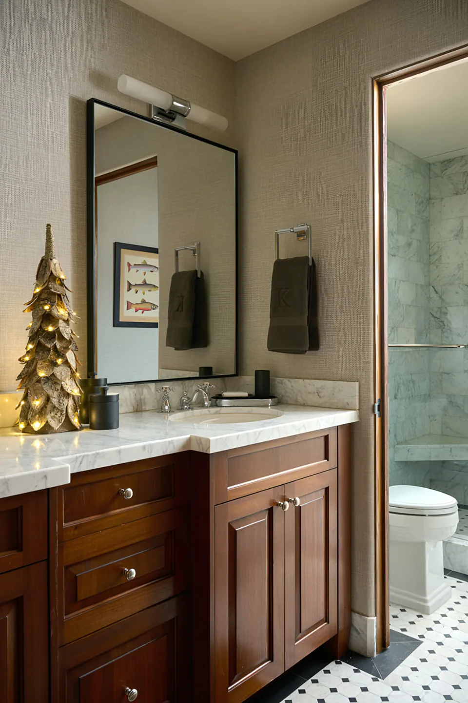 Bathroom at Sun Valley Renovation, Sun Valley, Idaho, interior design by Paul Lauren Designs