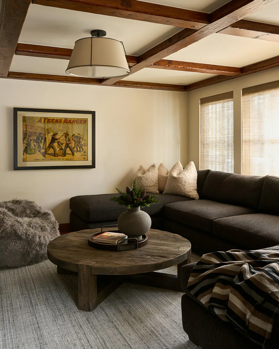 Family room at Sun Valley Renovation, Sun Valley, Idaho, interior design by Paul Lauren Designs