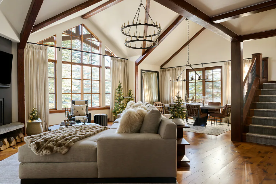 Great room at Sun Valley Renovation, Sun Valley, Idaho, interior design by Paul Lauren Designs