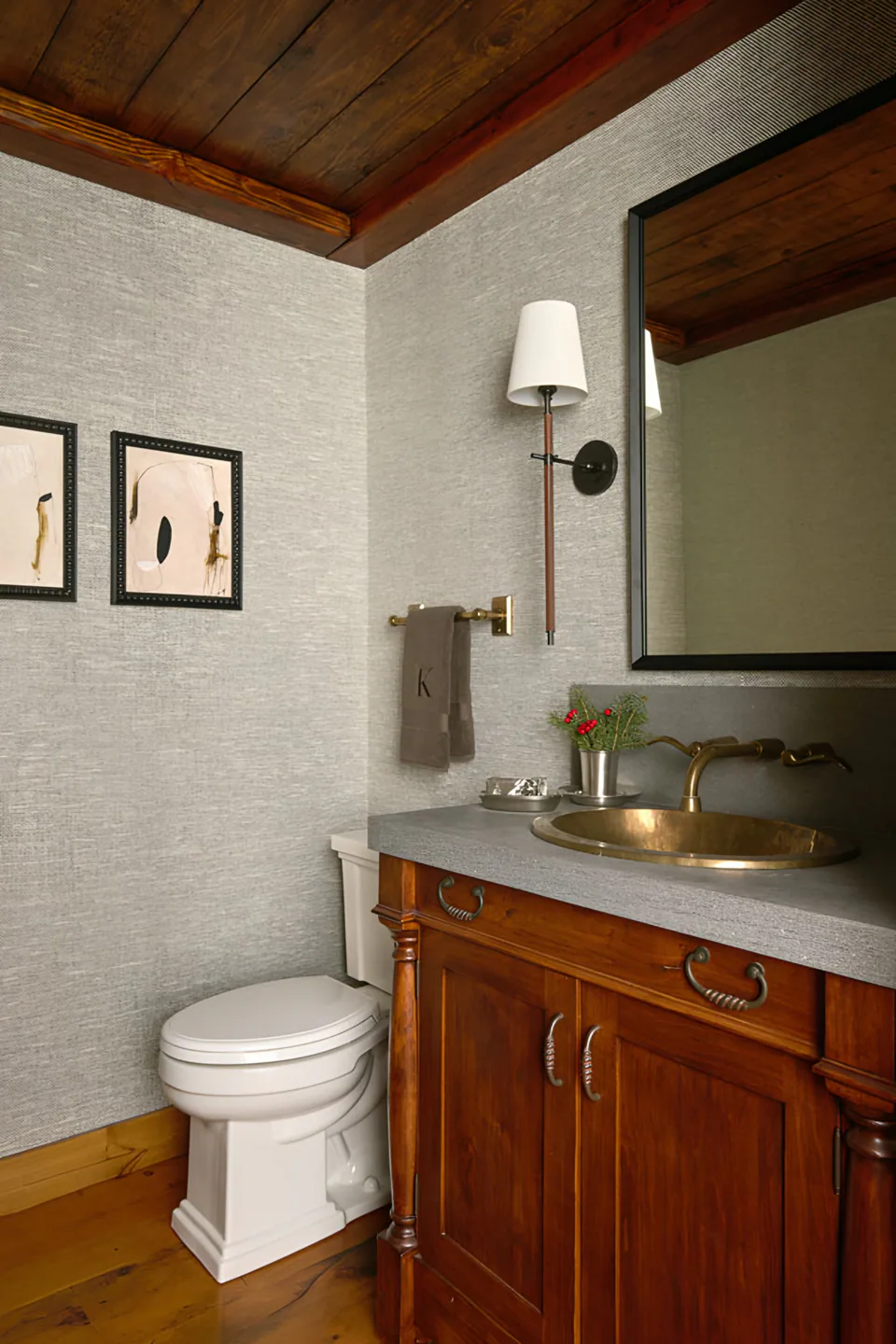 Powder room at Sun Valley Renovation, Sun Valley, Idaho, interior design by Paul Lauren Designs