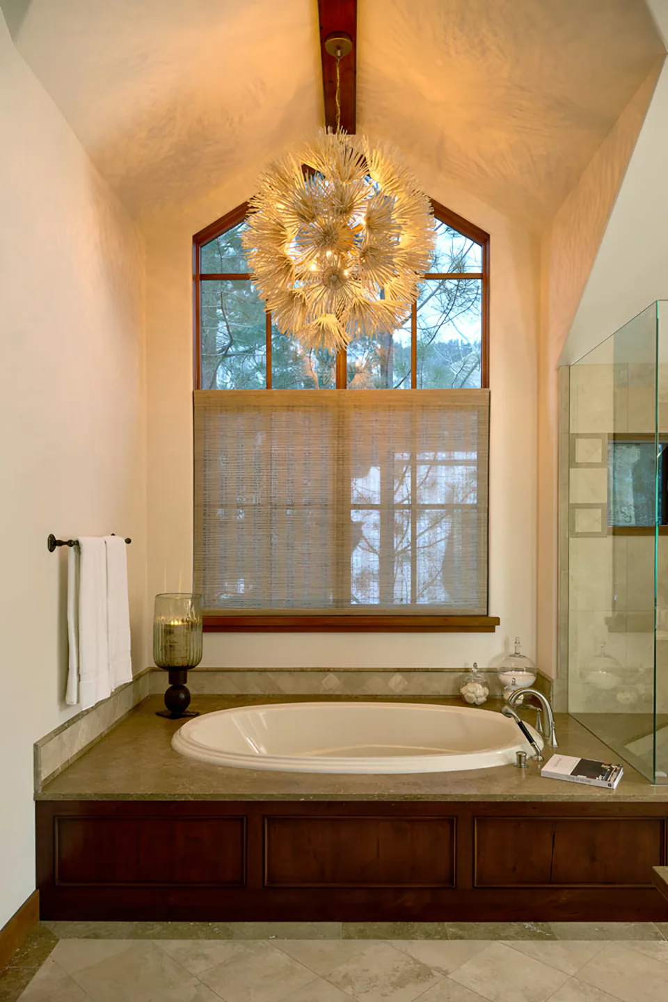 Primary bathroom at Sun Valley Renovation, Sun Valley, Idaho, interior design by Paul Lauren Designs