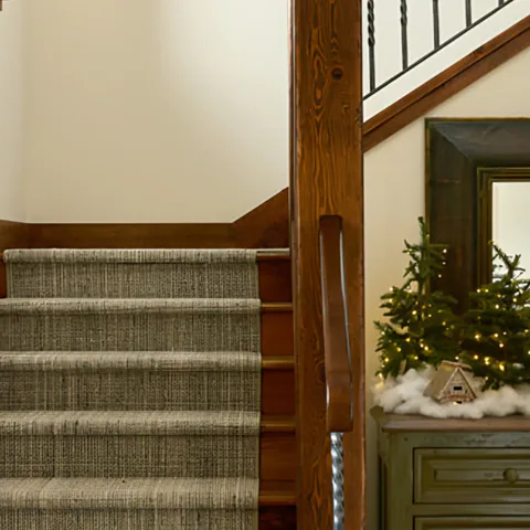 Detail of the stair hall at Sun Valley Renovation, Sun Valley, Idaho, interior design by Paul Lauren Designs